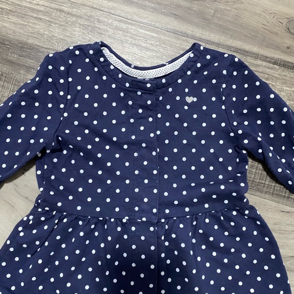 Carter's Blue White Polka Dot Button Down Sweatshirt for Girl Toddler Size 4T - Picture 6 of 6